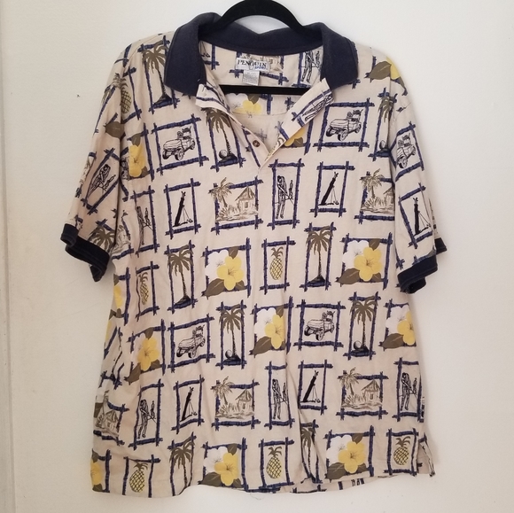 Penguin Sport Shirts Vintage Tropical Hawaiian Style Golf Polo — free download